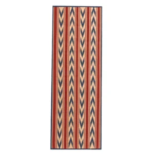 Cotton Woven Rug Runner – Navy Blue & Red Flatweave (2 x 6 ft)